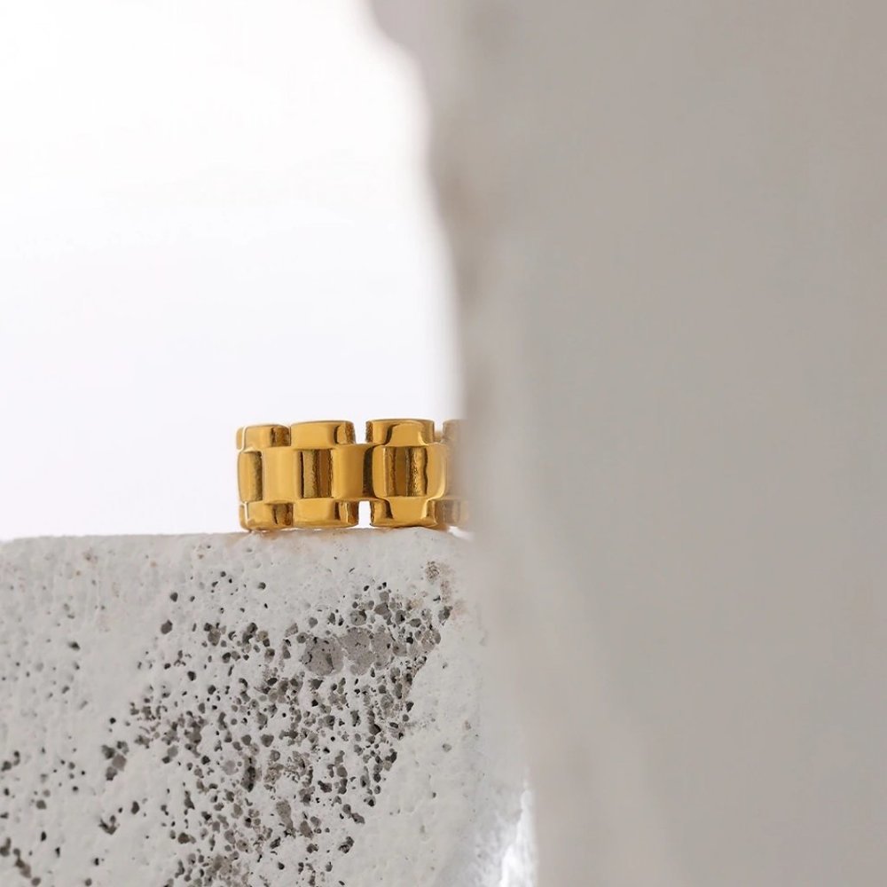 NEW 18K Gold Plated Link Chain Ring - Picture 10 of 10
